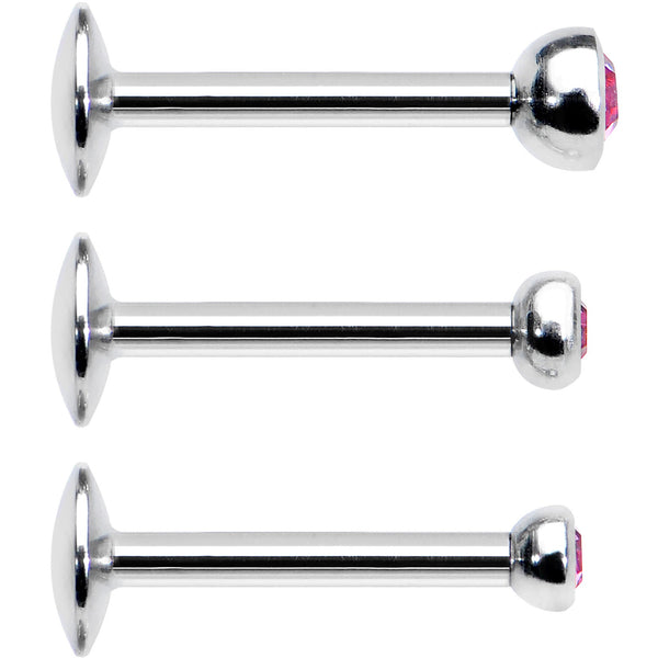 16 Gauge 5/16'' Pink Gem Helix Cartilage Barbell 3 Pack