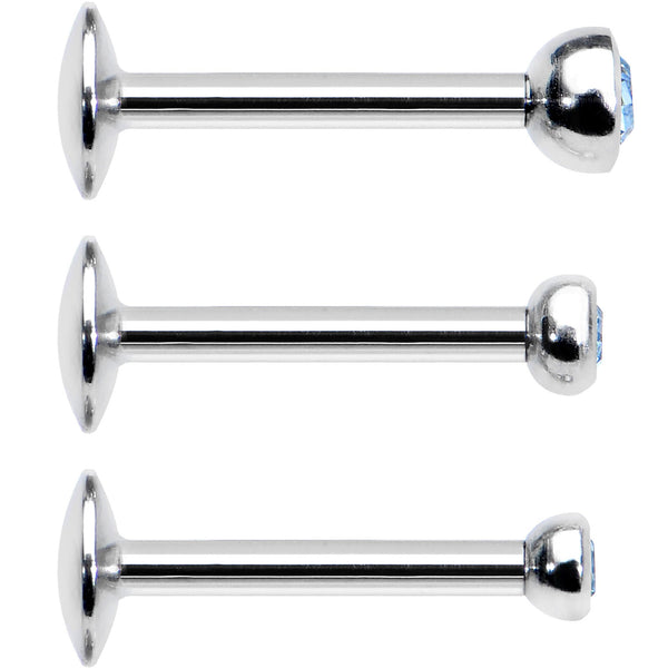 16 Gauge 5/16'' Aqua Gem Helix Cartilage Barbell 3 Pack