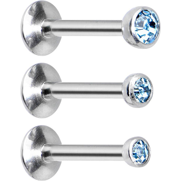16 Gauge 5/16'' Aqua Gem Helix Cartilage Barbell 3 Pack