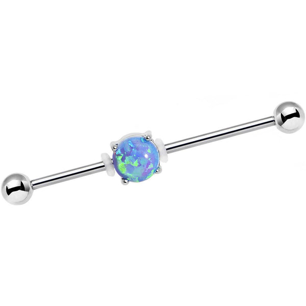 14 Gauge Blue Faux Opal Opulence Industrial Barbell 38mm