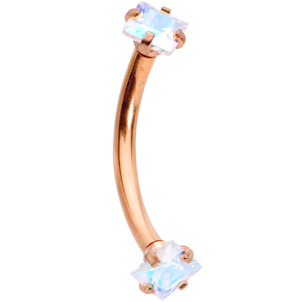 3/8'' Clear Gem Anodized Curved Eyebrow Ring Set of 3