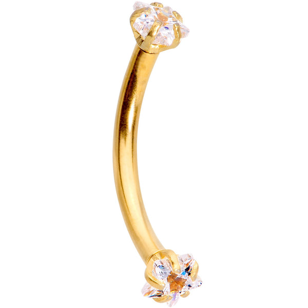 3/8'' Clear Gem Anodized Curved Eyebrow Ring Set of 3