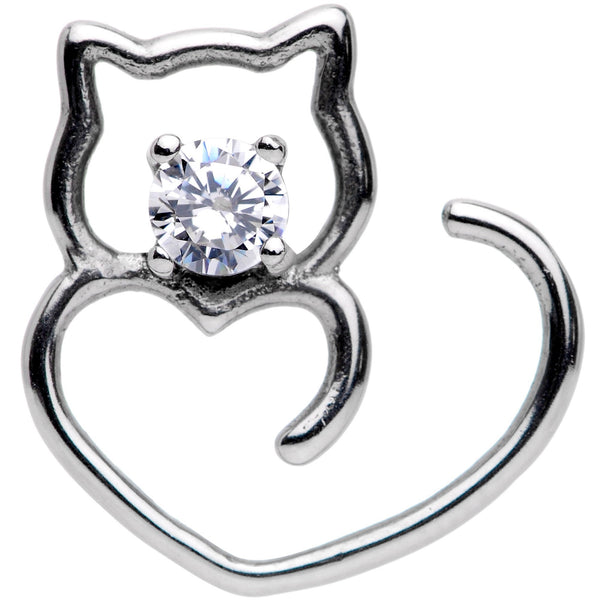 18 Gauge Clear CZ Gem Hey Pretty Kitty Closure Ring