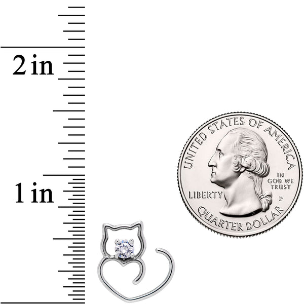 18 Gauge Clear CZ Gem Hey Pretty Kitty Closure Ring