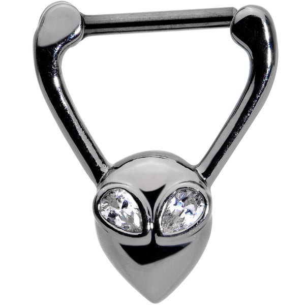 16 Gauge 5/16'' Clear Gem Black Alien Invader Cartilage Clicker