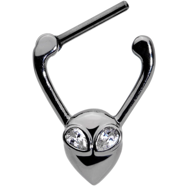 16 Gauge 5/16'' Clear Gem Black Alien Invader Cartilage Clicker