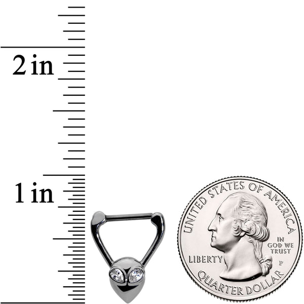 16 Gauge 5/16'' Clear Gem Black Alien Invader Cartilage Clicker