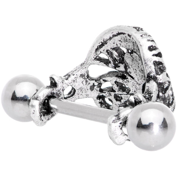 16 Gauge 1/2'' White Synthetic Opal Pentagram Tree Cartilage Cuff